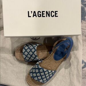 L'AGENCE Blue Woven Espadrille Sandals